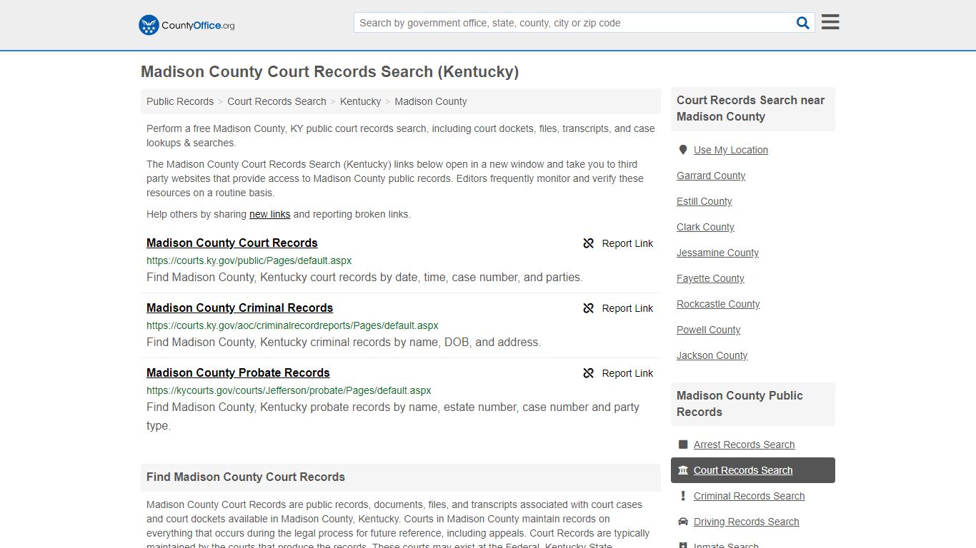 Court Records Search - Madison County, KY (Adoptions ...