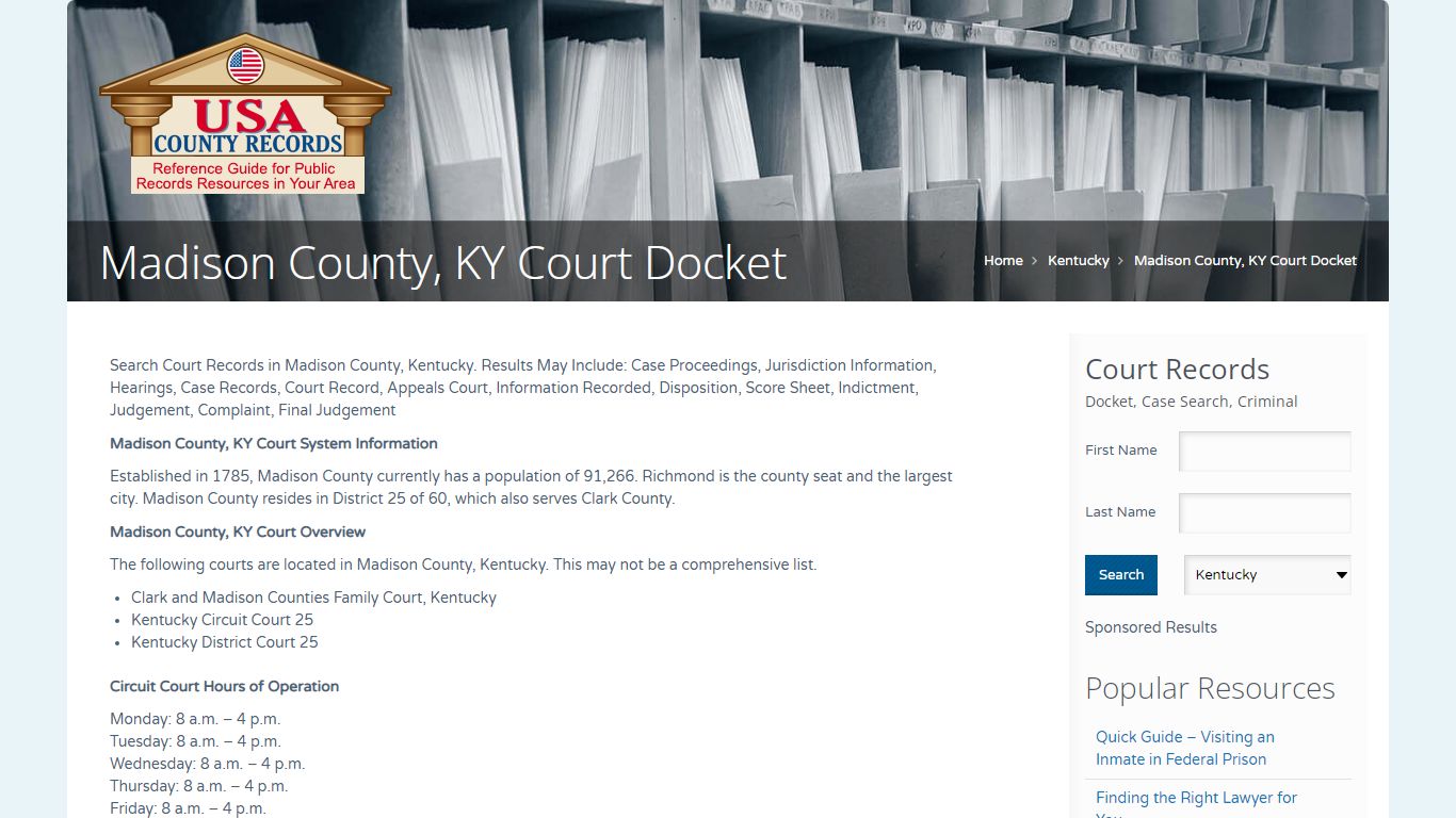 Madison County, KY Court Docket | Name Search