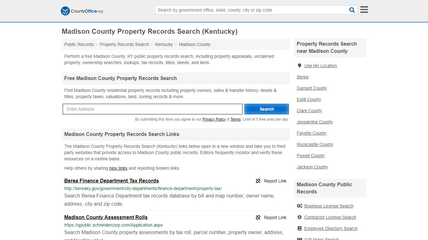 Property Records Search - Madison County, KY (Assessments ...